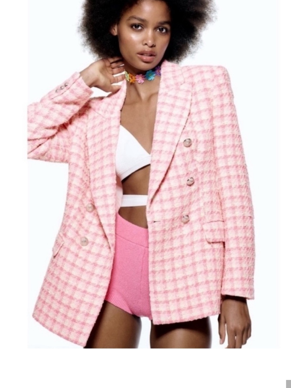 Zara Bloggers Fave Tweed Double-Breasted Blazer